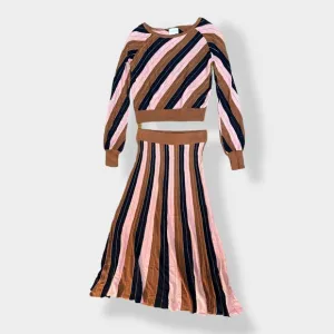 Foxiedox Striped Knit Skirt and Crop‎ Top Set Size S