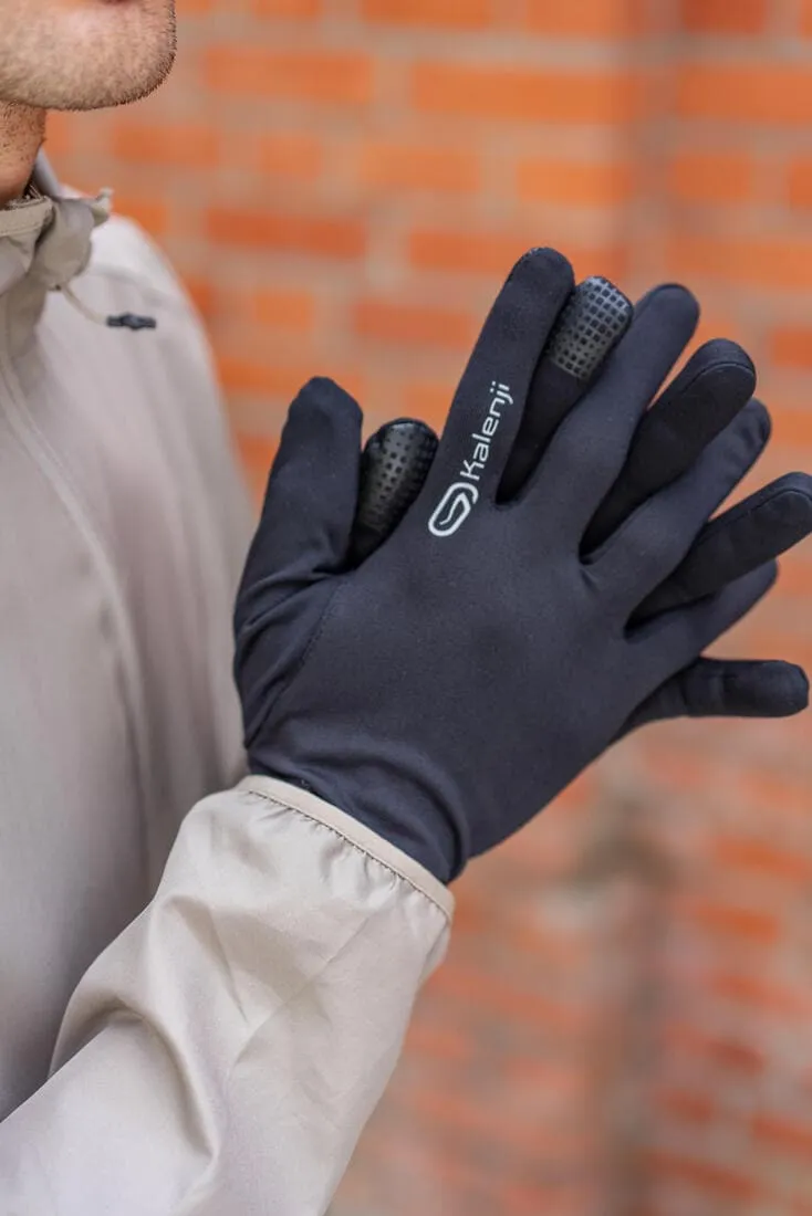 Gants de running tactiles Homme Femme- KIPRUN Warm 100 noir