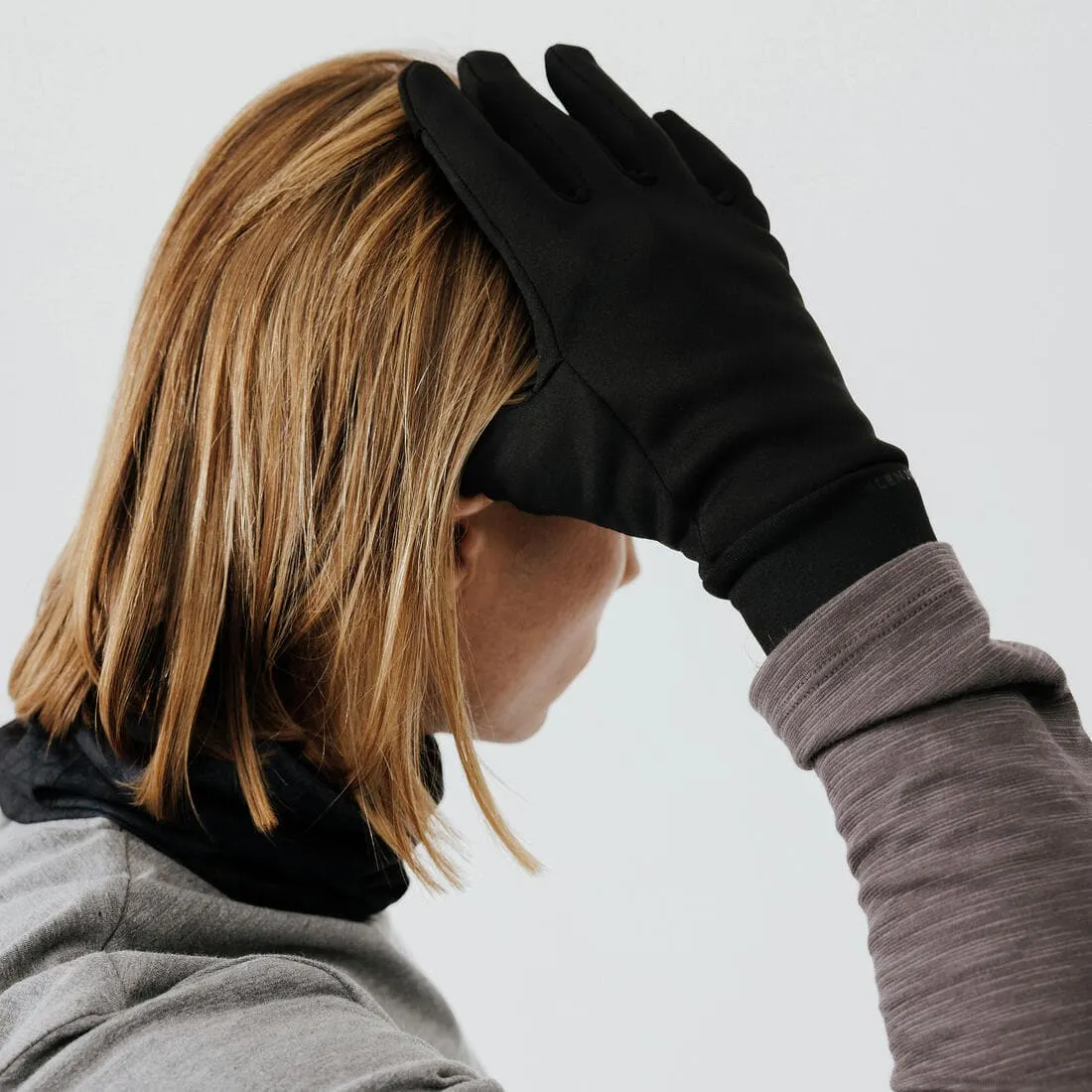 Gants de running tactiles Homme Femme- KIPRUN Warm 100 noir
