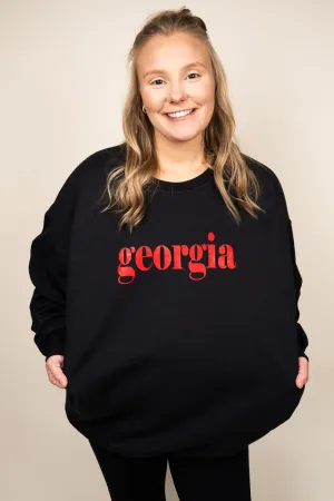 Georgia Textured Vinyl Unisex Fleece Crew