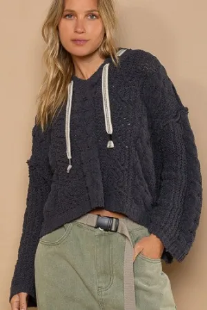 Ghost Grey Chenille Woven Sweater