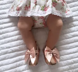 Girls Rose Bow Soft Sole Pre-Walker Shoes
