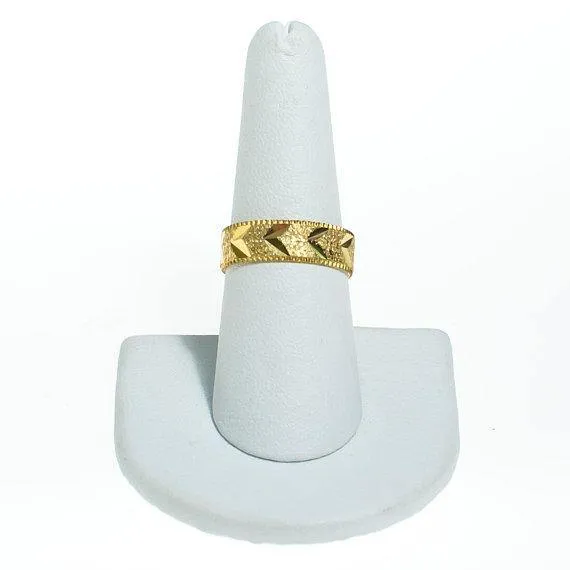 Gold Band Etched with Chevron Design Boho Bohemian Chic