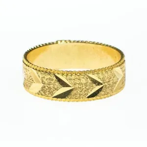Gold Band Etched with Chevron Design Boho Bohemian Chic