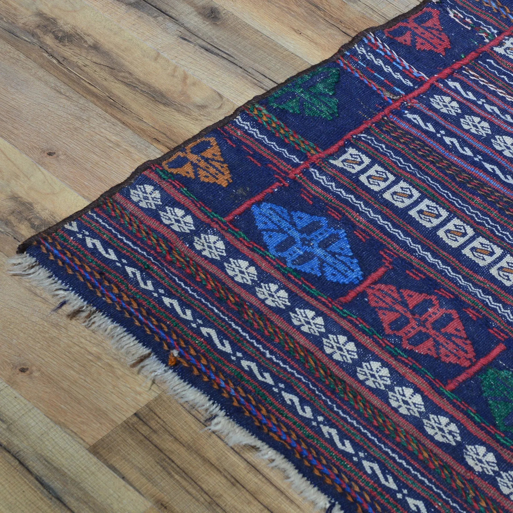 Hand-Woven Afghan Tribal Maleeki Sumak 100% Wool Handmade Rug (Size 1.9 X 4.4) Brral-5028