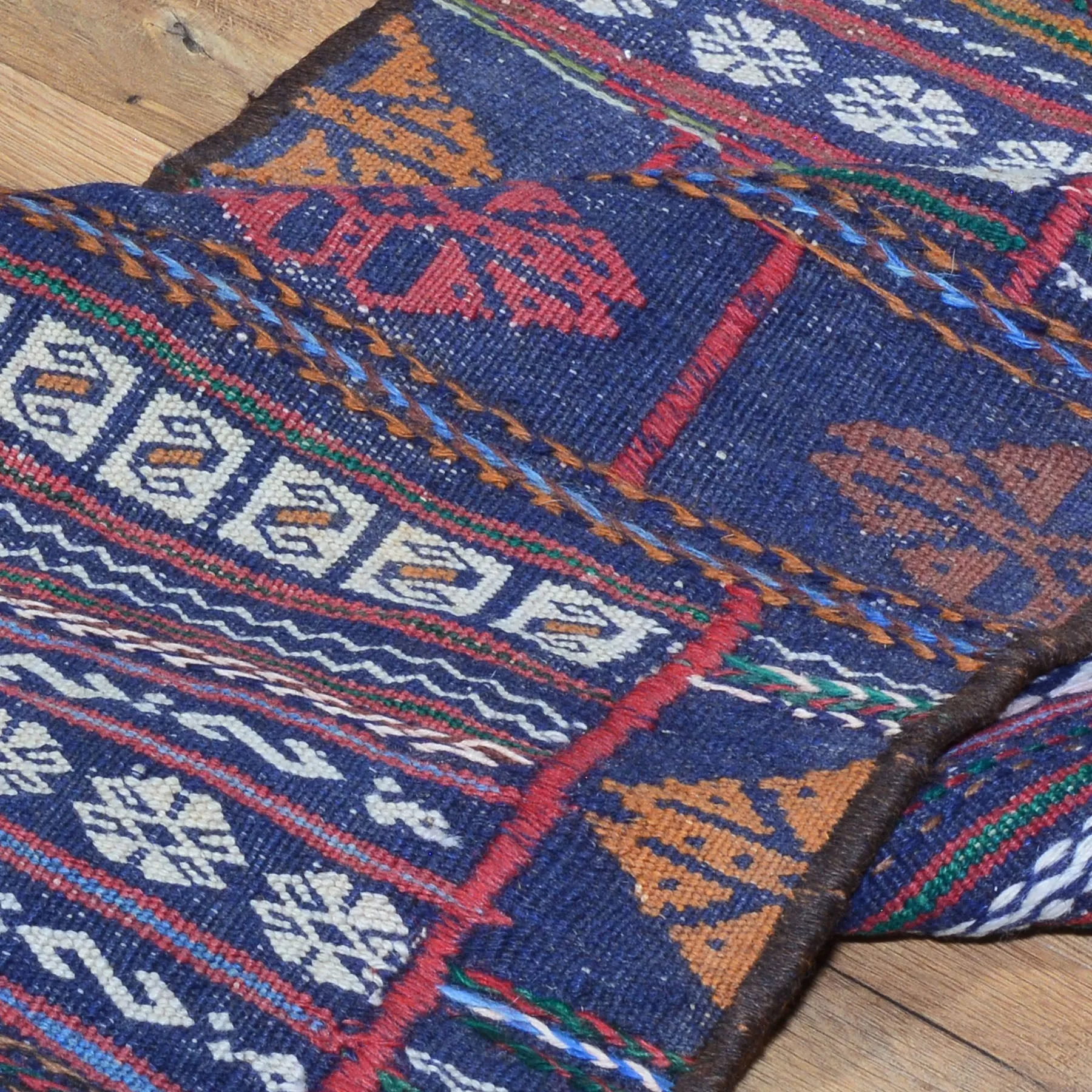 Hand-Woven Afghan Tribal Maleeki Sumak 100% Wool Handmade Rug (Size 1.9 X 4.4) Brral-5028