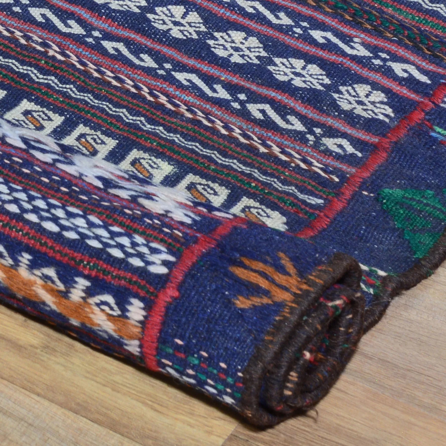 Hand-Woven Afghan Tribal Maleeki Sumak 100% Wool Handmade Rug (Size 1.9 X 4.4) Brral-5028