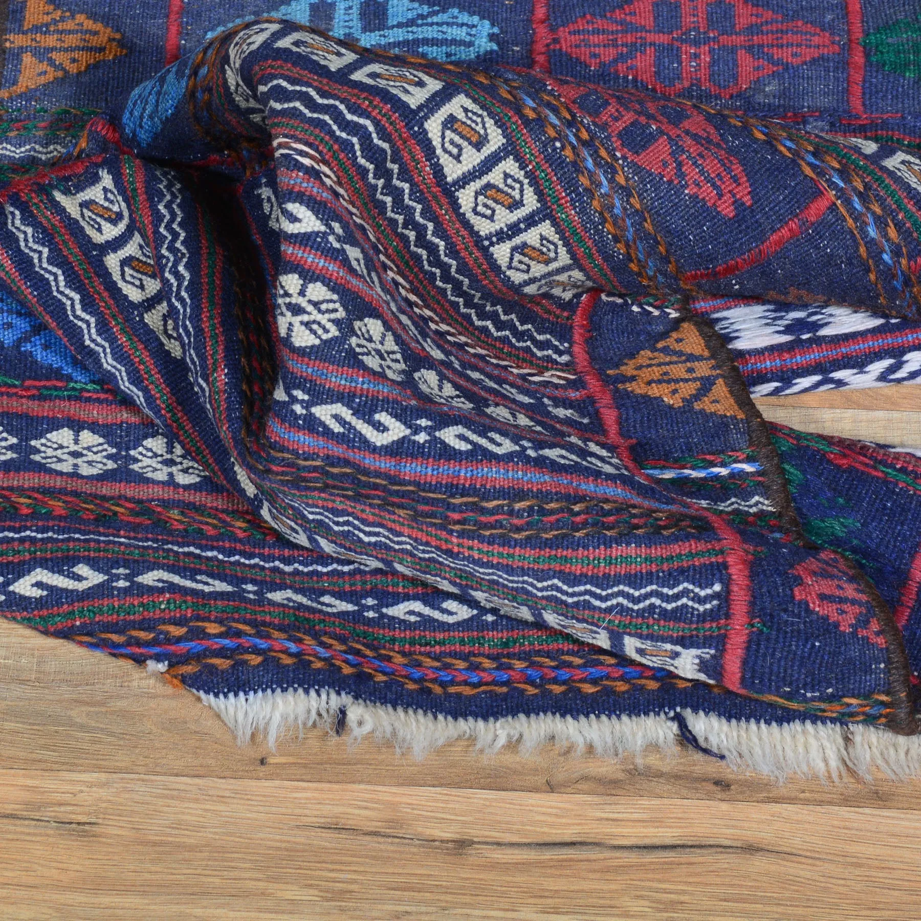 Hand-Woven Afghan Tribal Maleeki Sumak 100% Wool Handmade Rug (Size 1.9 X 4.4) Brral-5028
