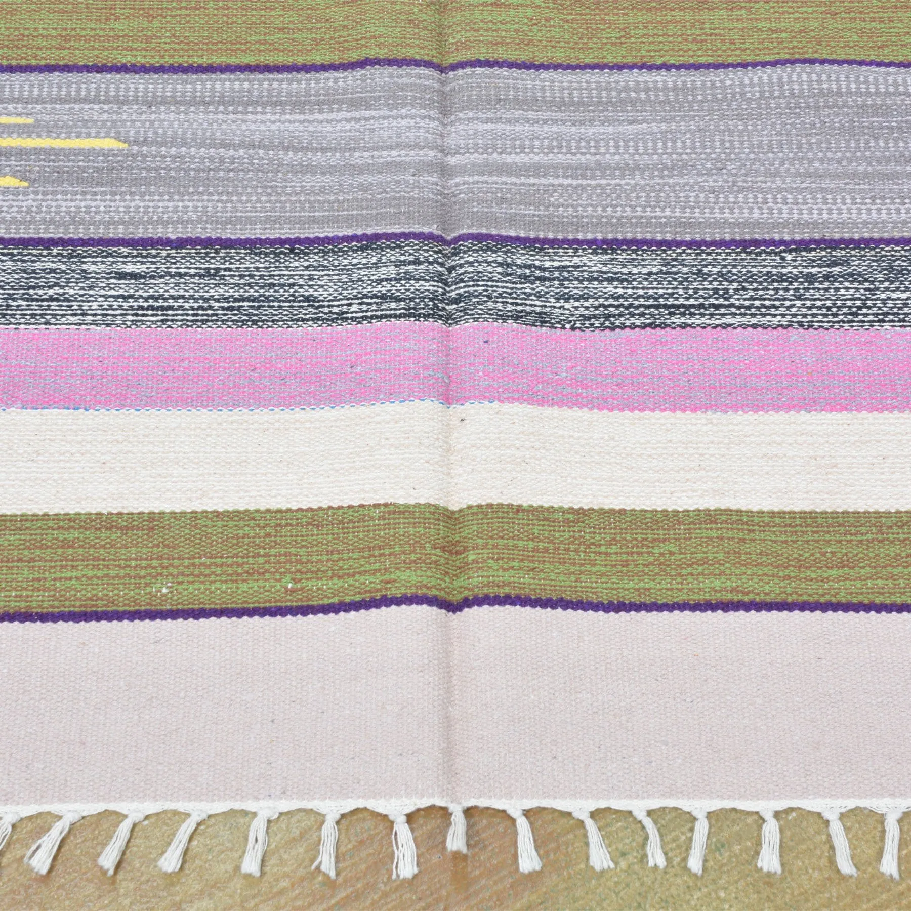 Hand-Woven Cotton Durree India Reversible Handmade Wool Rug (Size 3.10 X 6.0) Brrsf-1080
