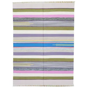 Hand-Woven Cotton Durree India Reversible Handmade Wool Rug (Size 3.10 X 6.0) Brrsf-1080