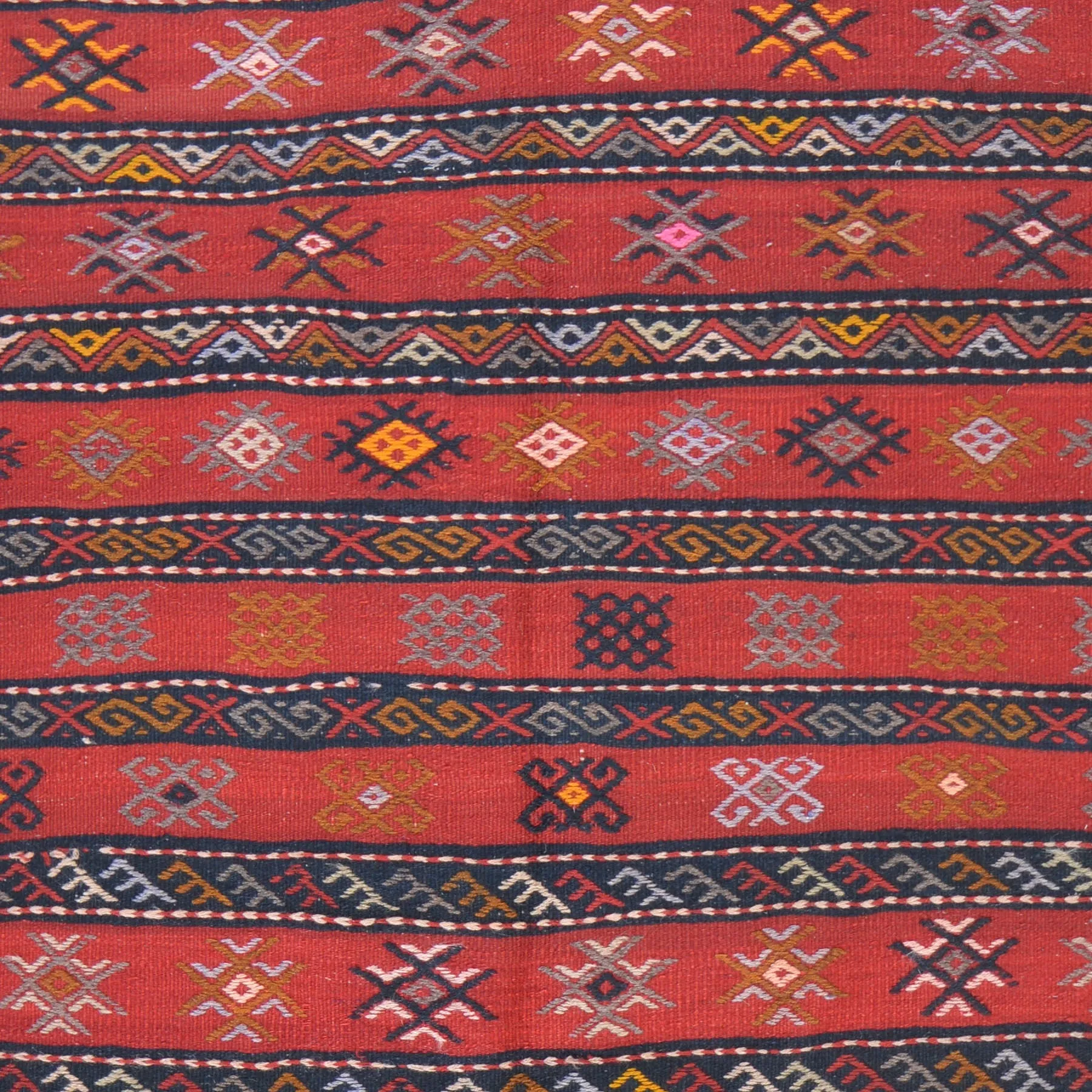 Hand-Woven Flat-weave Turkish Tribal Kilim Wool Rug (Size 4.0 X 4.0) Cwral-7719