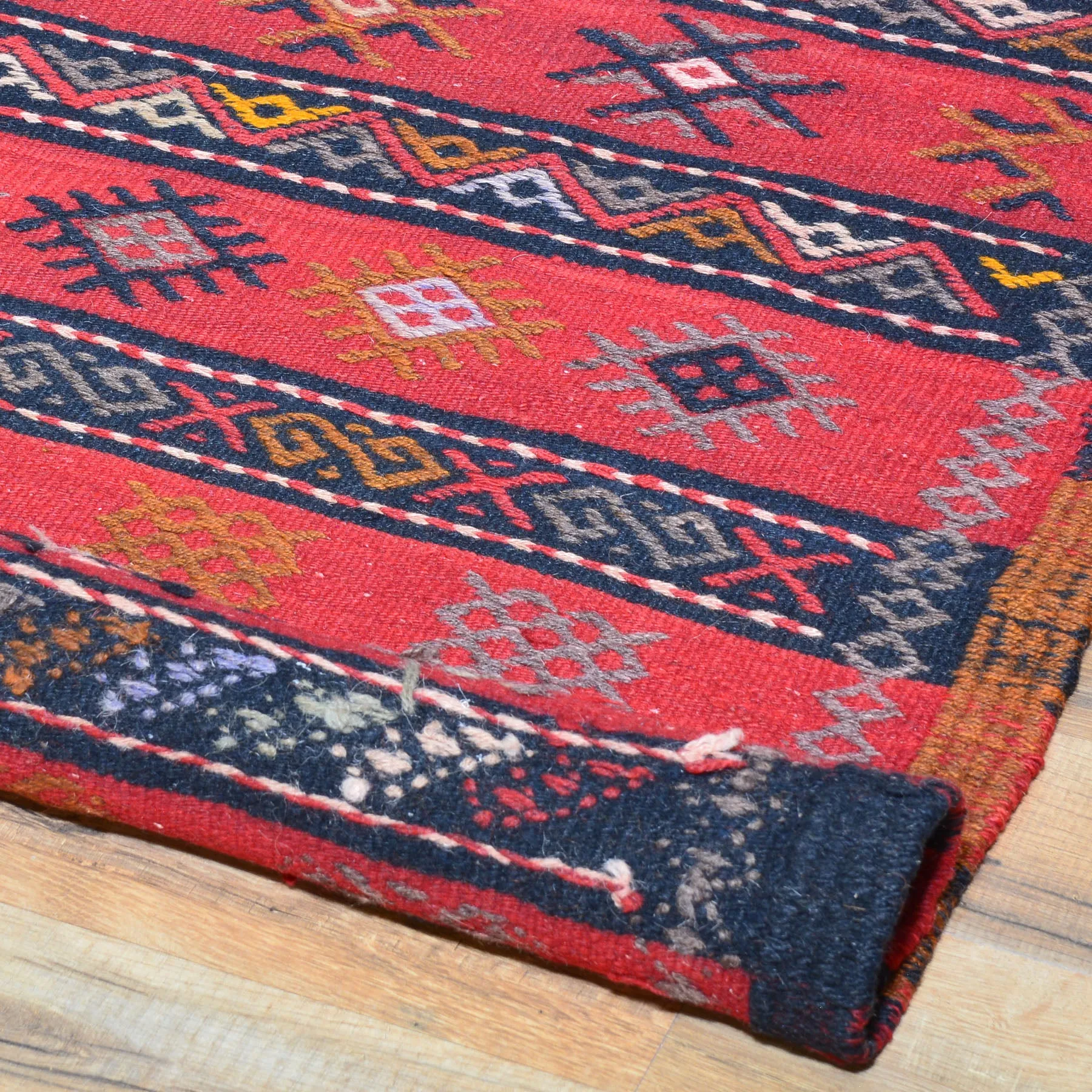Hand-Woven Flat-weave Turkish Tribal Kilim Wool Rug (Size 4.0 X 4.0) Cwral-7719