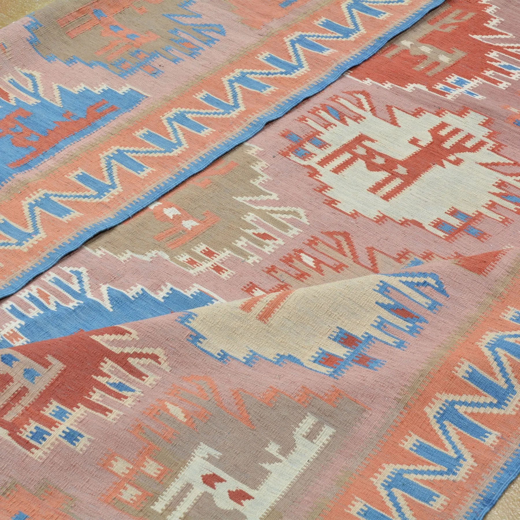 Hand-Woven Geometric Design Wool Reversible Kilim Rug (Size 5.8 X 6.8) Brrsf-6102