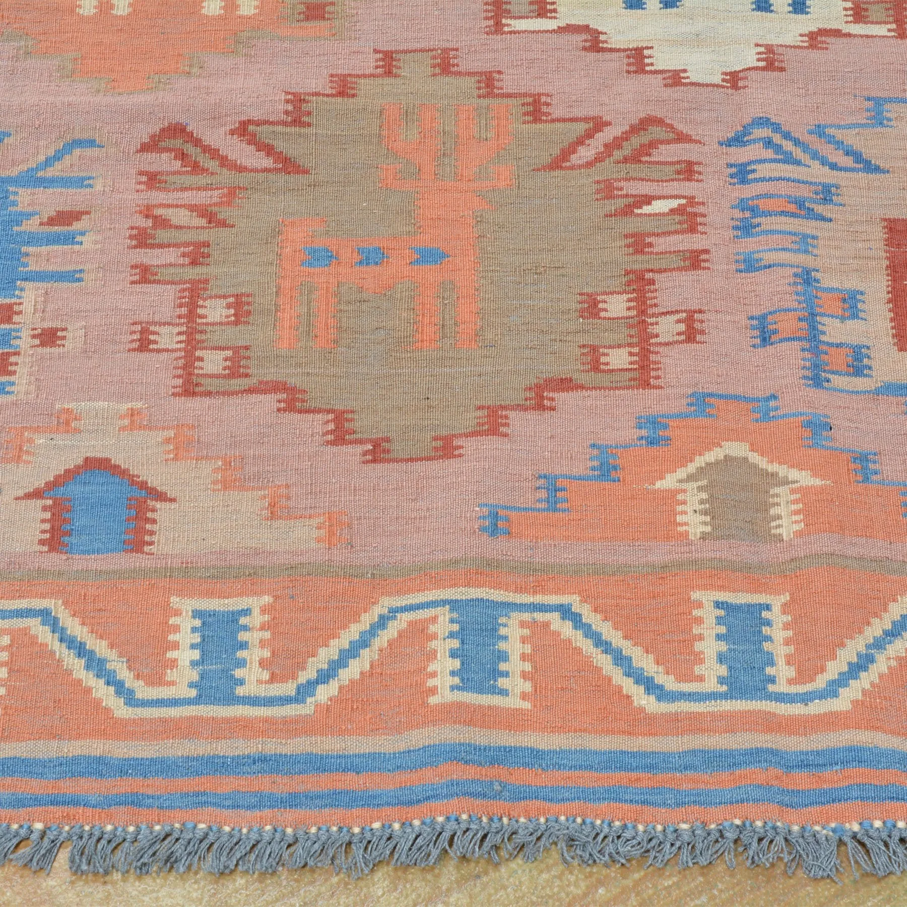 Hand-Woven Geometric Design Wool Reversible Kilim Rug (Size 5.8 X 6.8) Brrsf-6102
