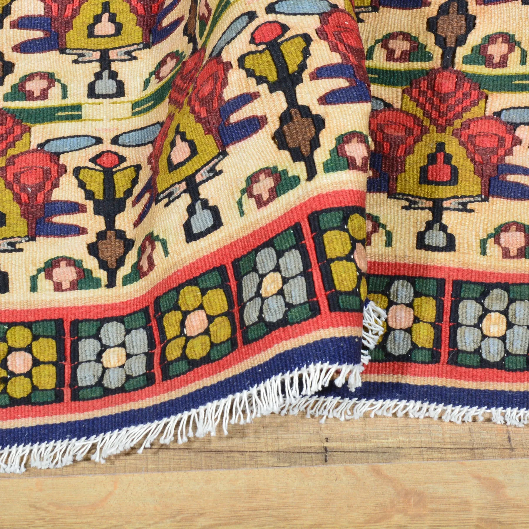 Hand-Woven Reversible Persian Sennah Kilim Village Rug (Size 3.11 X 5.0) Brrsf-447