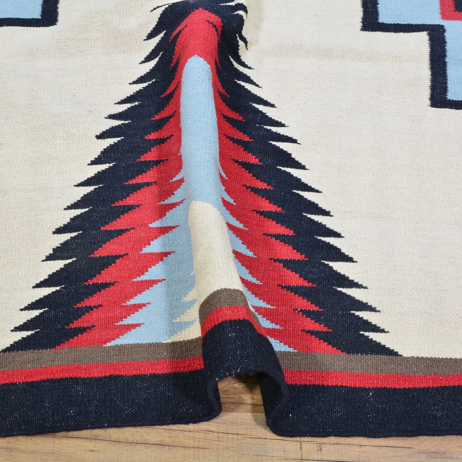 Hand-Woven Reversible Southwestern Design Handmade Wool Kilim (Size 8.0 X 10.1) Cwral-10314