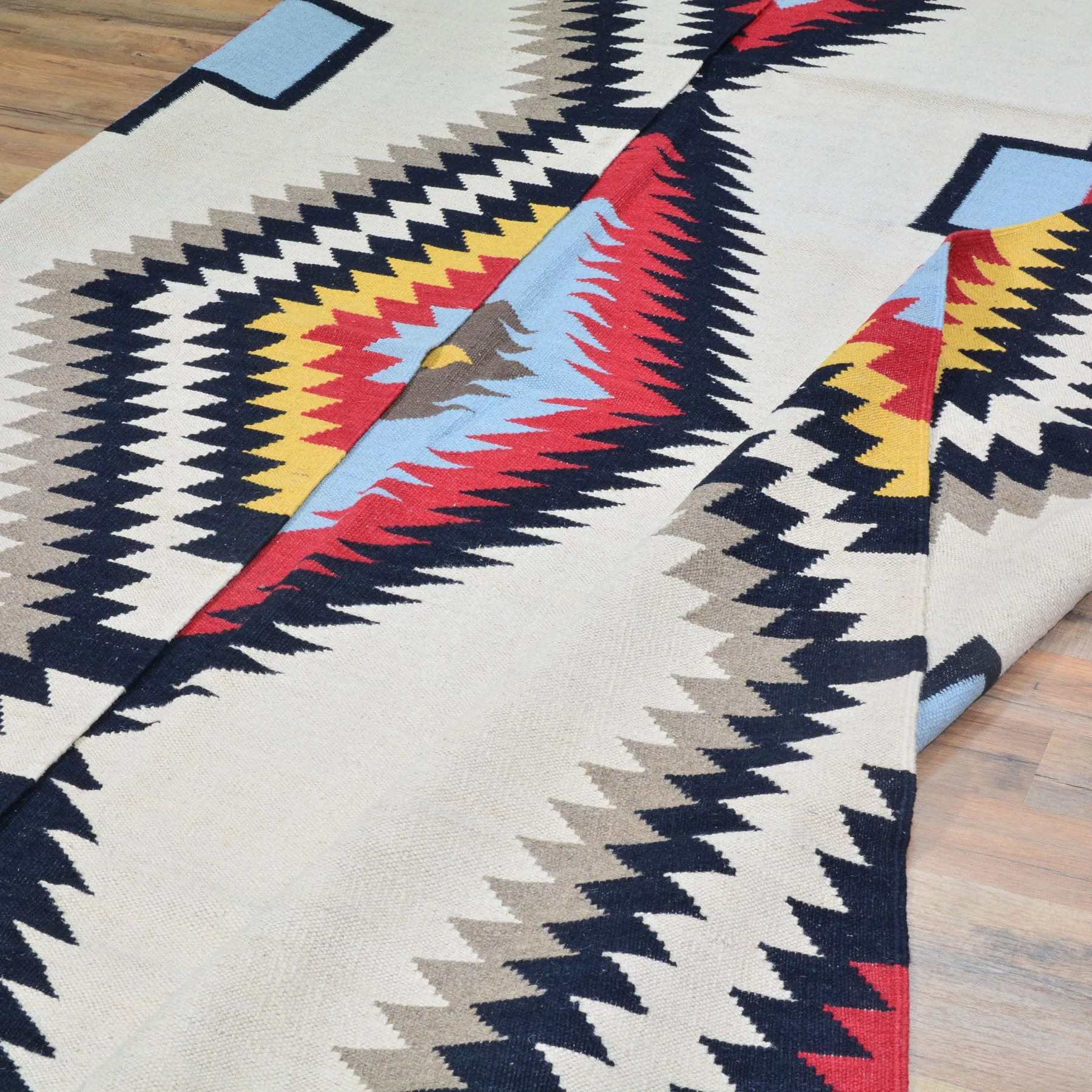 Hand-Woven Reversible Southwestern Design Handmade Wool Kilim (Size 8.0 X 10.1) Cwral-10314