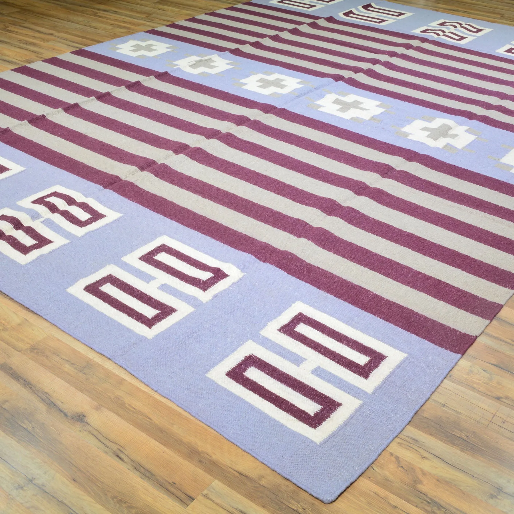 Hand-Woven Reversible Southwestern Design Handmade Wool Kilim (Size 8.10 X 12.3) Cwral-10497