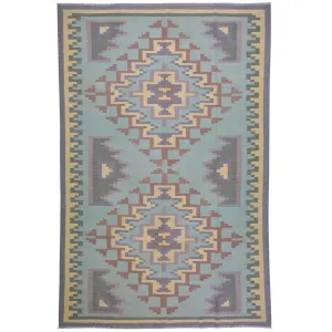 Hand-Woven Southwestern Design Wool Handmade Rug (Size 6.5 X 9.11) Cwral-8694