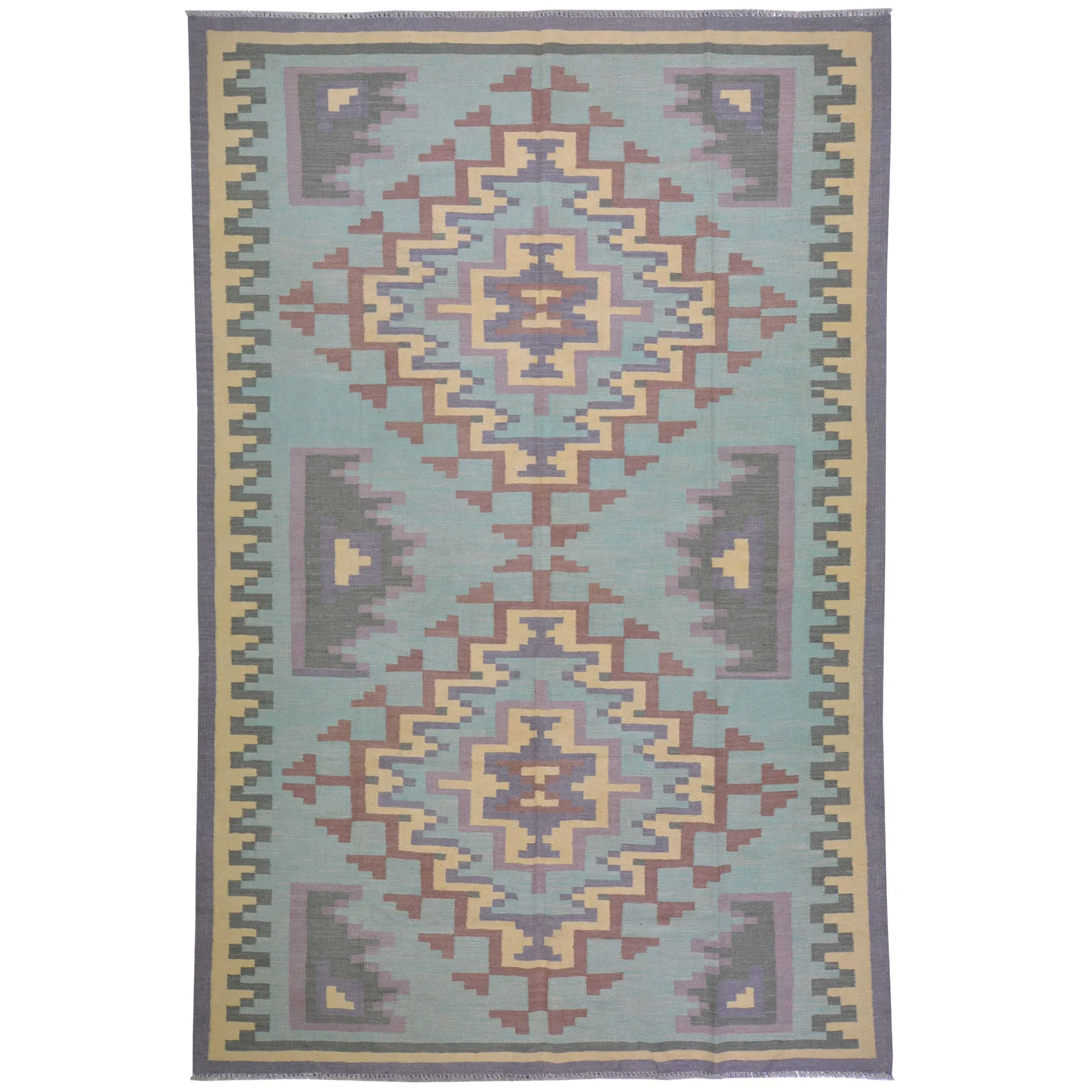 Hand-Woven Southwestern Design Wool Handmade Rug (Size 6.5 X 9.11) Cwral-8694