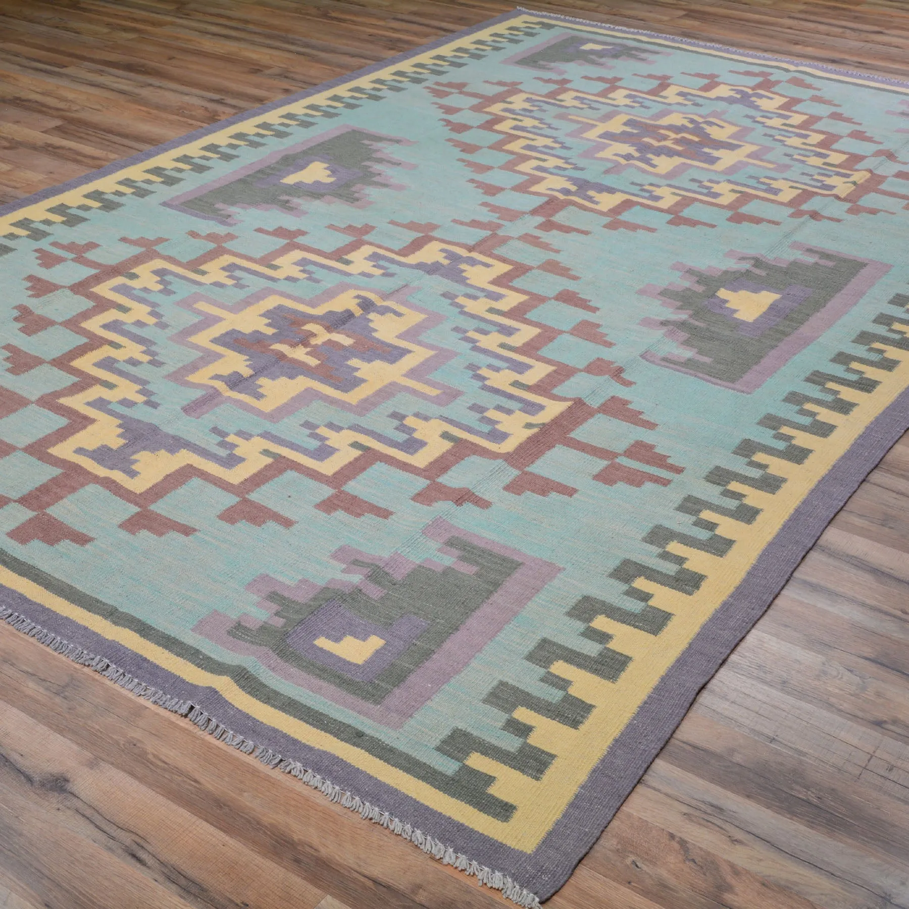 Hand-Woven Southwestern Design Wool Handmade Rug (Size 6.5 X 9.11) Cwral-8694