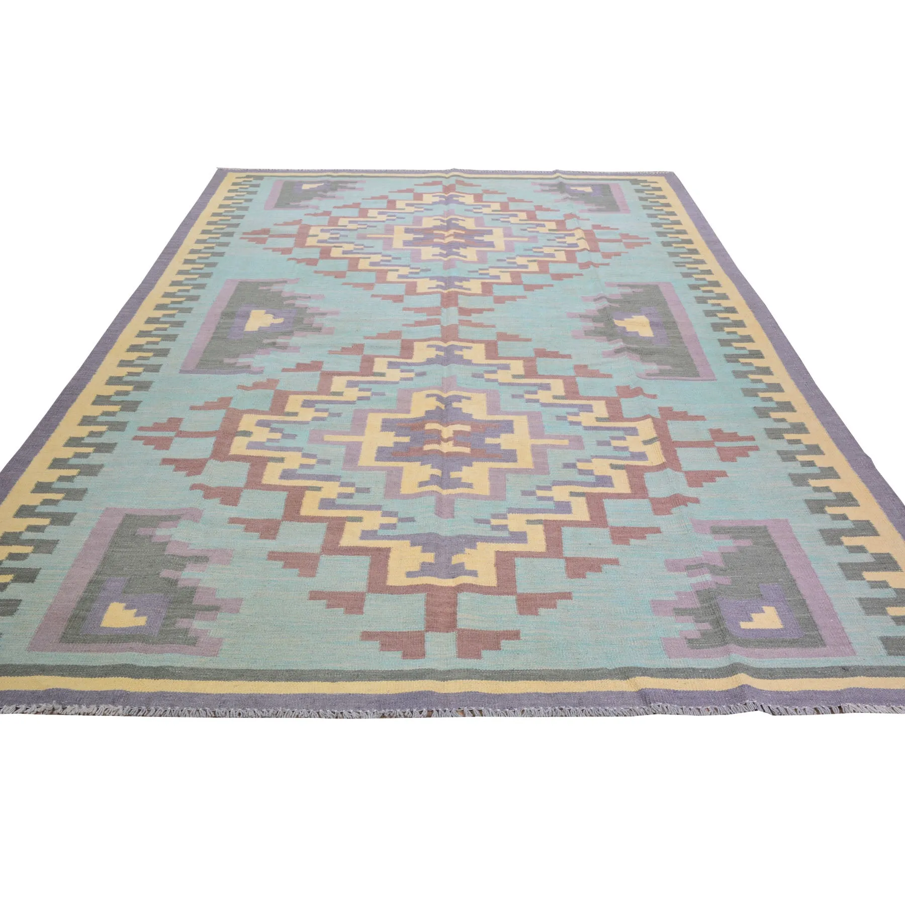 Hand-Woven Southwestern Design Wool Handmade Rug (Size 6.5 X 9.11) Cwral-8694