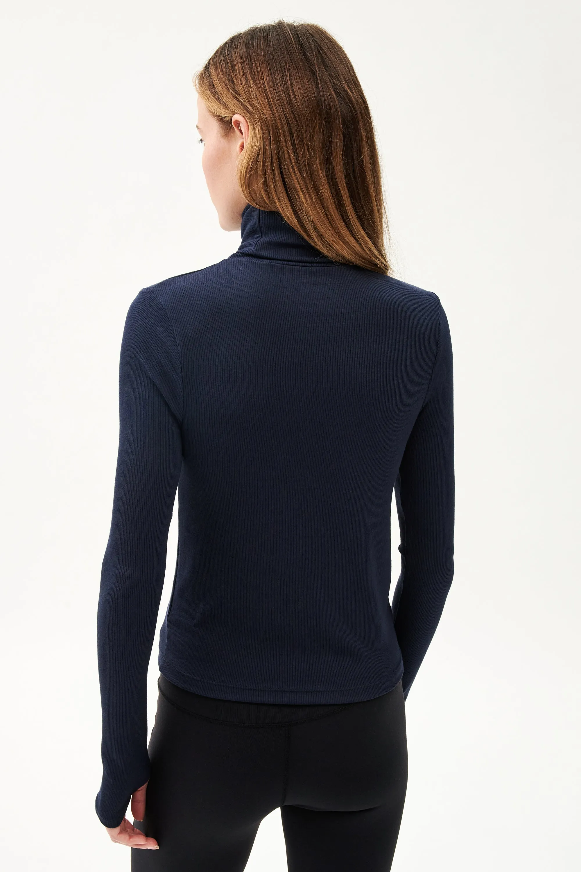 Jackson Rib Full Length Turtleneck - Indigo