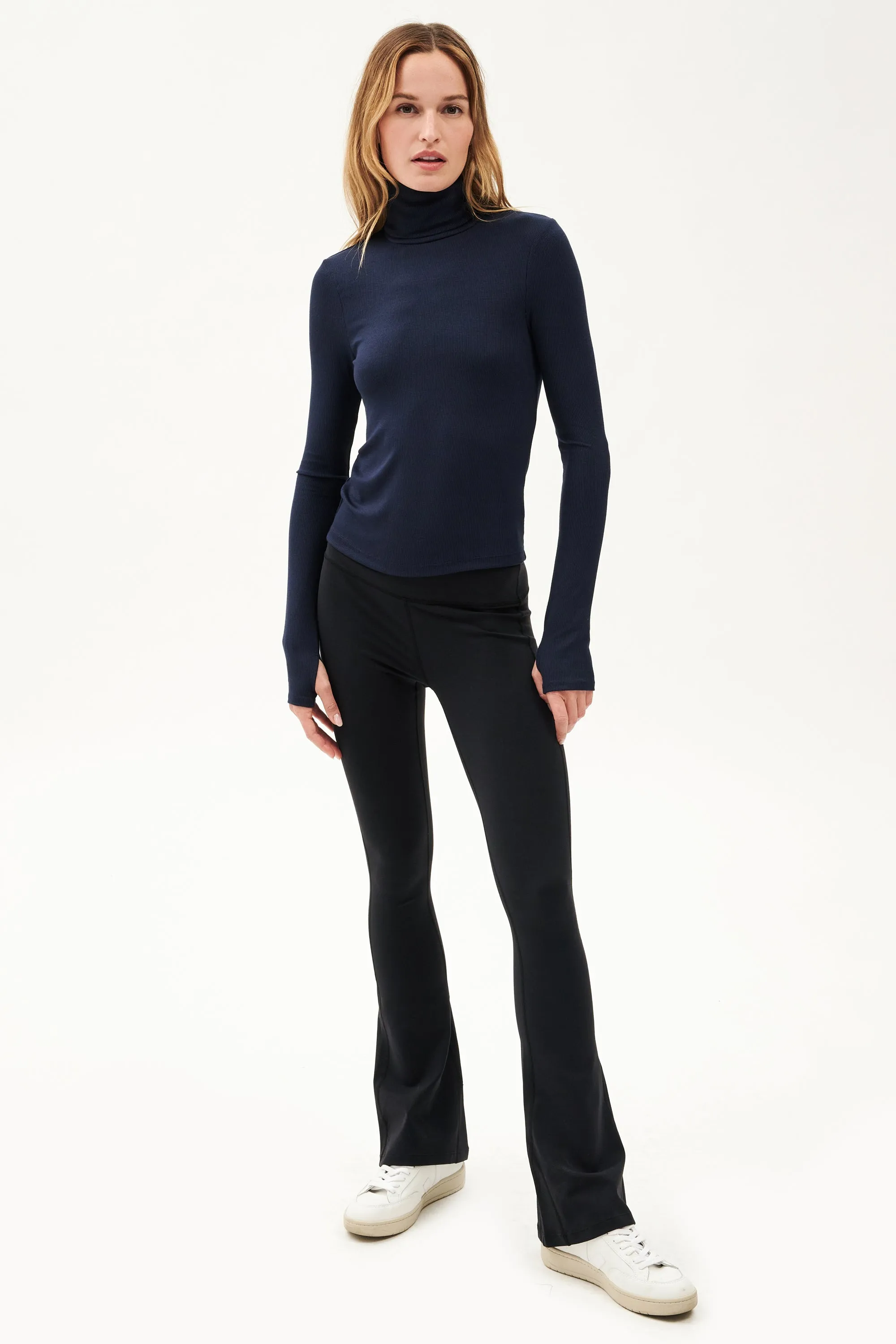 Jackson Rib Full Length Turtleneck - Indigo