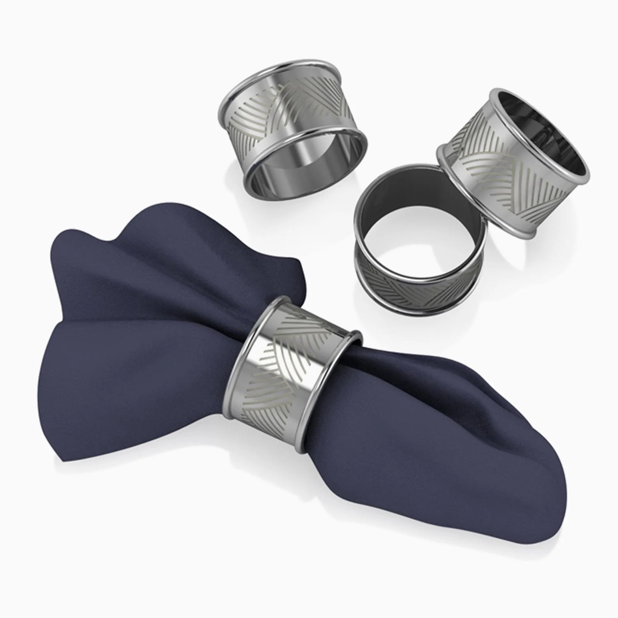 Krysaliis Trigono Silver-plate Napkin Ring â€“ Set of 4