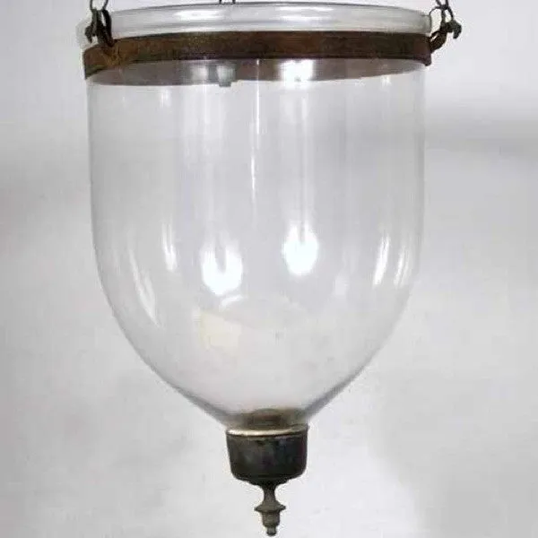 Large English Regency Style Clear Glass Pendant Hall Lantern