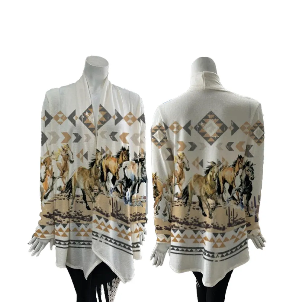 Liberty Wear Collection Cardigan: Desert Horses