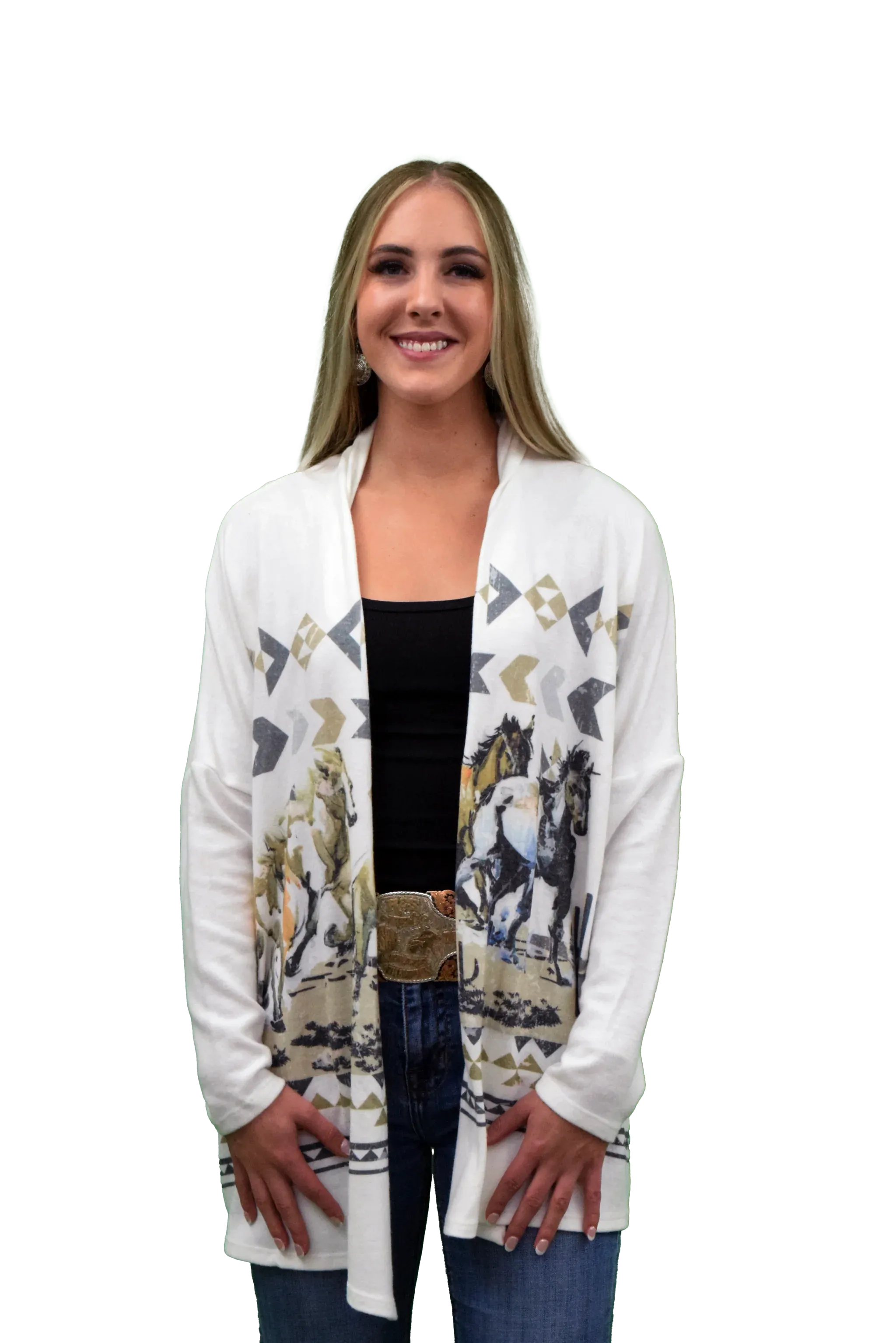 Liberty Wear Collection Cardigan: Desert Horses