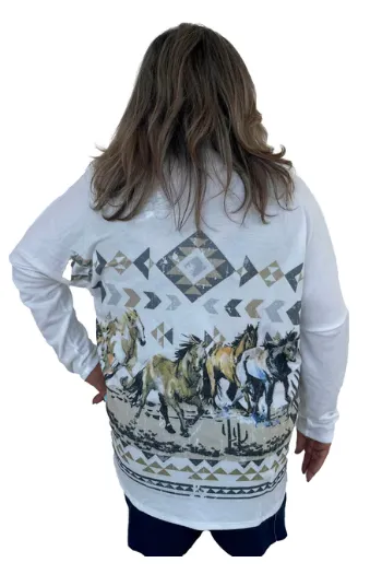Liberty Wear Collection Cardigan: Desert Horses