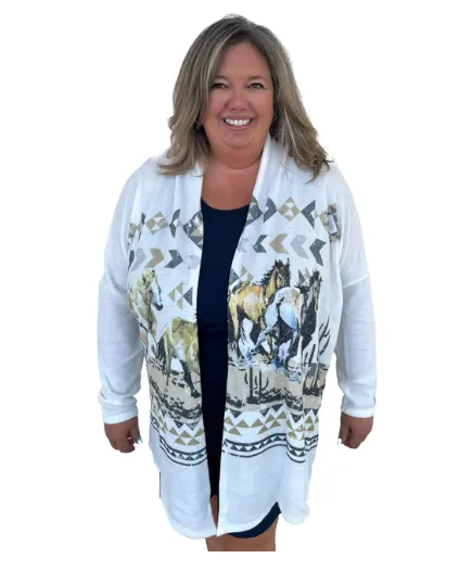 Liberty Wear Collection Cardigan: Desert Horses