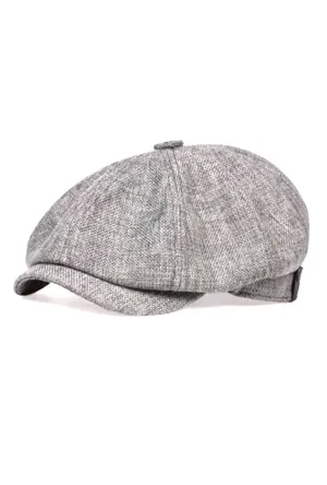 Light Grey Woven News Boy Cap