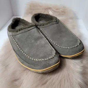 L.L. BEAN  Men's Ash Suede Slide On Open Heel Mountain Slipper Scuffs Size 13
