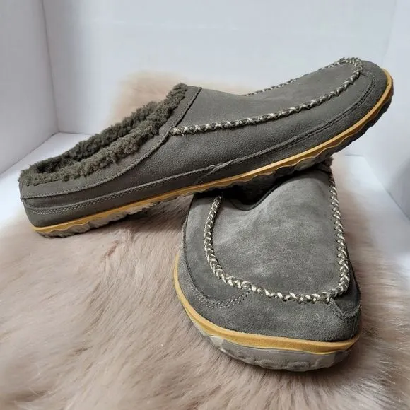 L.L. BEAN  Men's Ash Suede Slide On Open Heel Mountain Slipper Scuffs Size 13