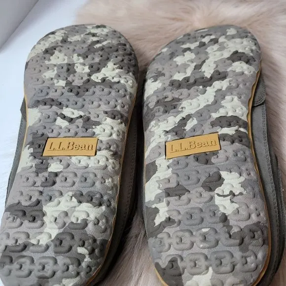 L.L. BEAN  Men's Ash Suede Slide On Open Heel Mountain Slipper Scuffs Size 13