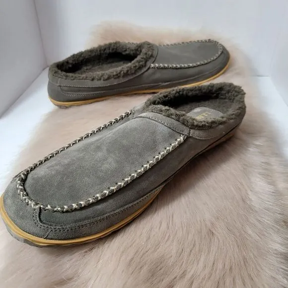 L.L. BEAN  Men's Ash Suede Slide On Open Heel Mountain Slipper Scuffs Size 13