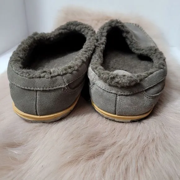 L.L. BEAN  Men's Ash Suede Slide On Open Heel Mountain Slipper Scuffs Size 13