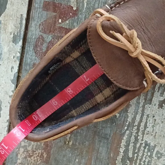 L.L.Bean mens suede loafer slippers plaid insole 8 M 212164