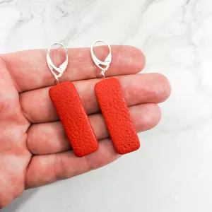 Long Regtangle Dangle Earring - Large - Red