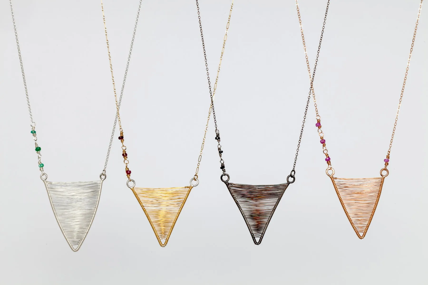Long Shield Necklace with Stones