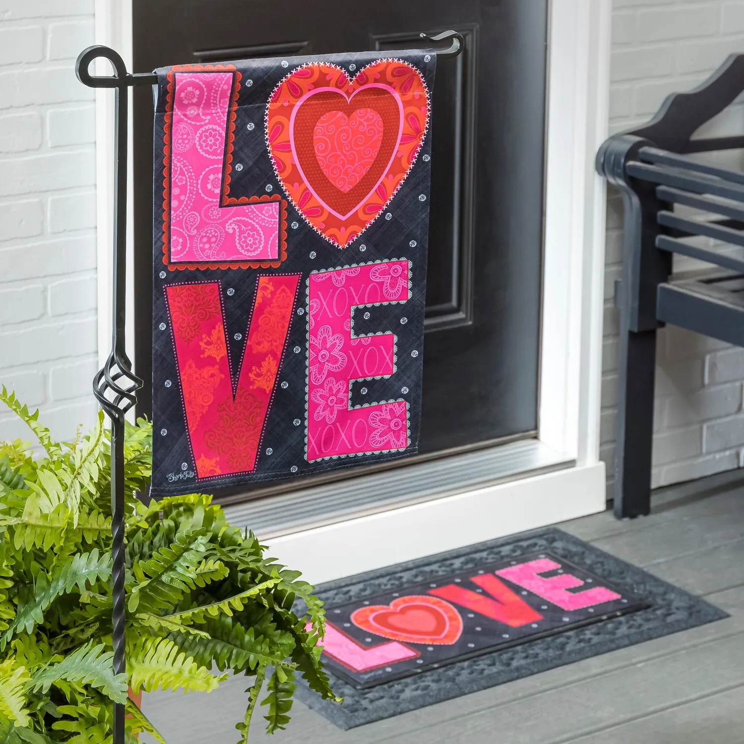 Love Heart Garden Suede Flag,14s10655