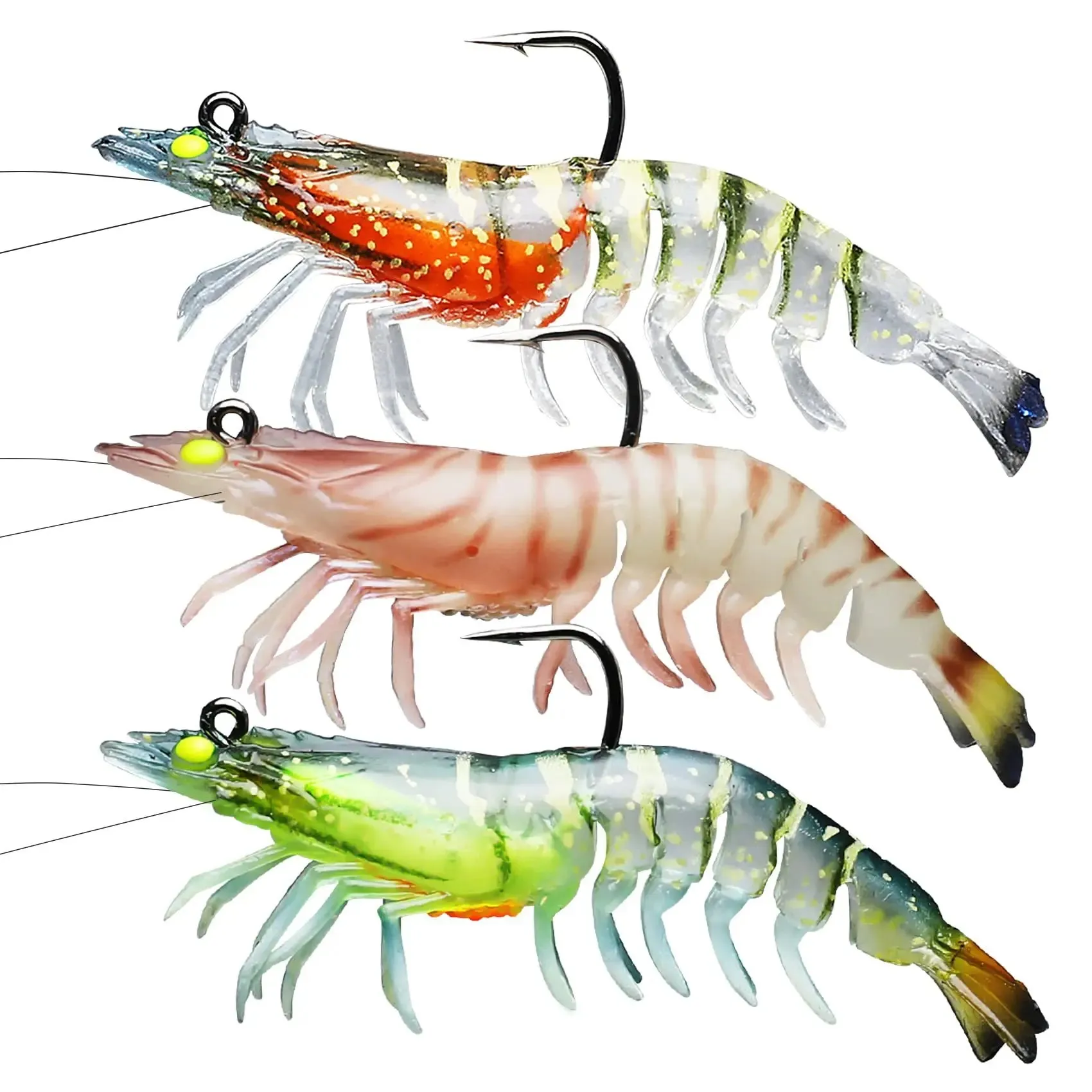 Lure 8.8g 11g 21g Luminous Fake Shrimp prawn Soft Silicone Artificial Bait