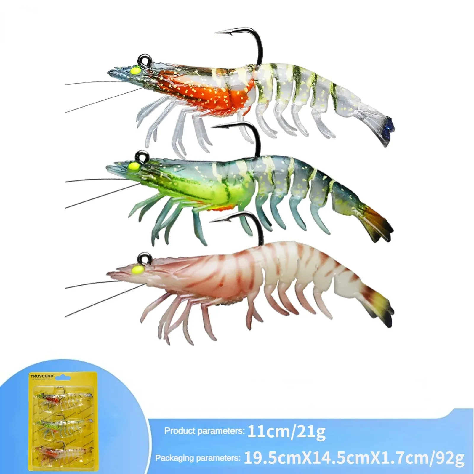 Lure 8.8g 11g 21g Luminous Fake Shrimp prawn Soft Silicone Artificial Bait