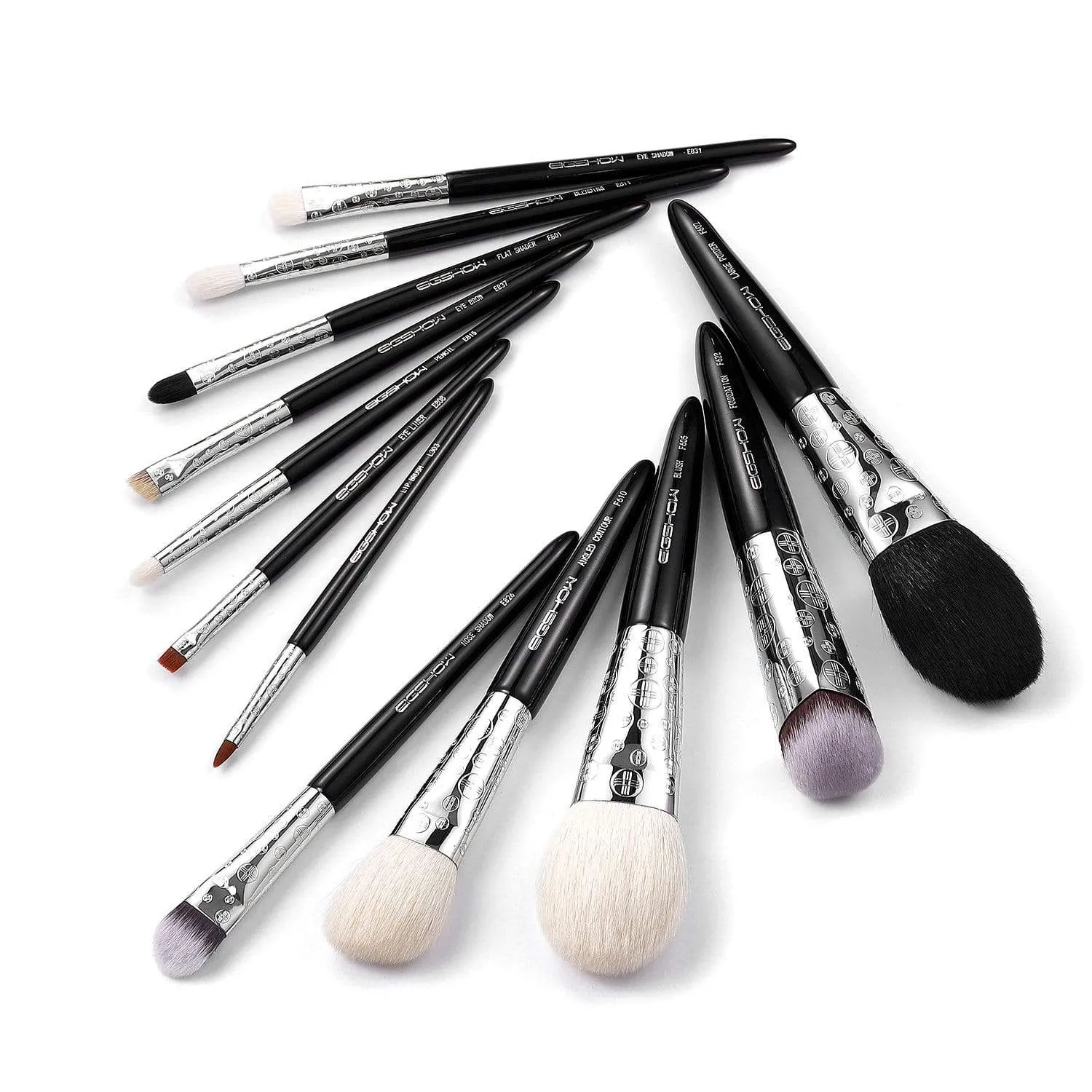 LUXE SERIES 12 PCS CLASSIC MAKEUP BRUSH KIT - BRIGHT SILVER