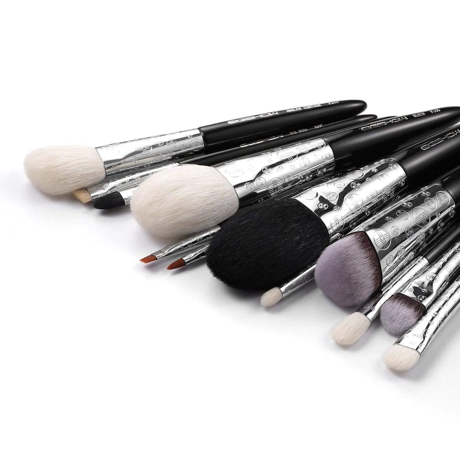 LUXE SERIES 12 PCS CLASSIC MAKEUP BRUSH KIT - BRIGHT SILVER