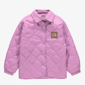 Manteau mauve rosé matelassé en nylon, enfant || Pink purple quilted nylon coat, child