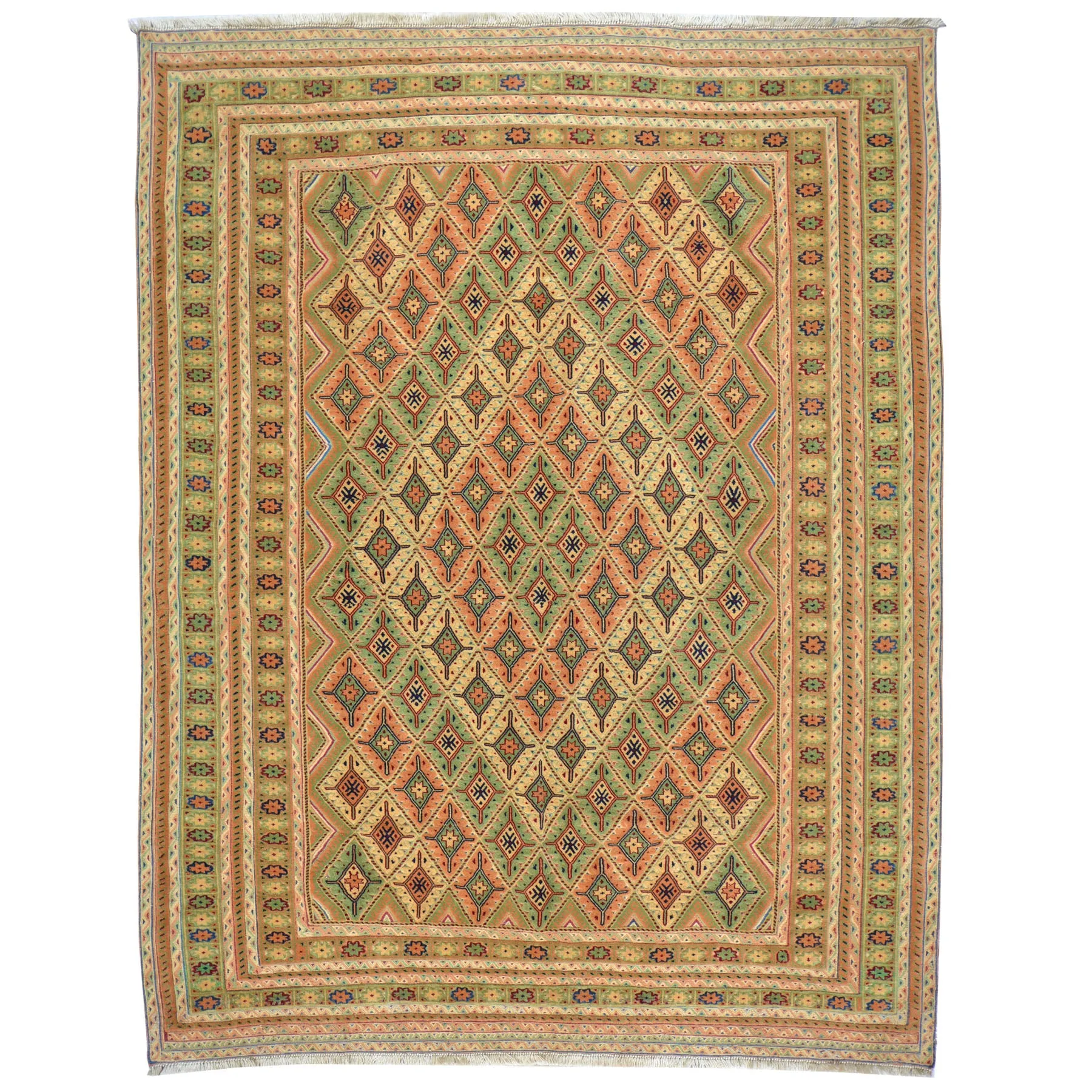 Mashwani Handmade Geometric Design Wool Rug (Size 5.4 X 6.9) Cwral-7029